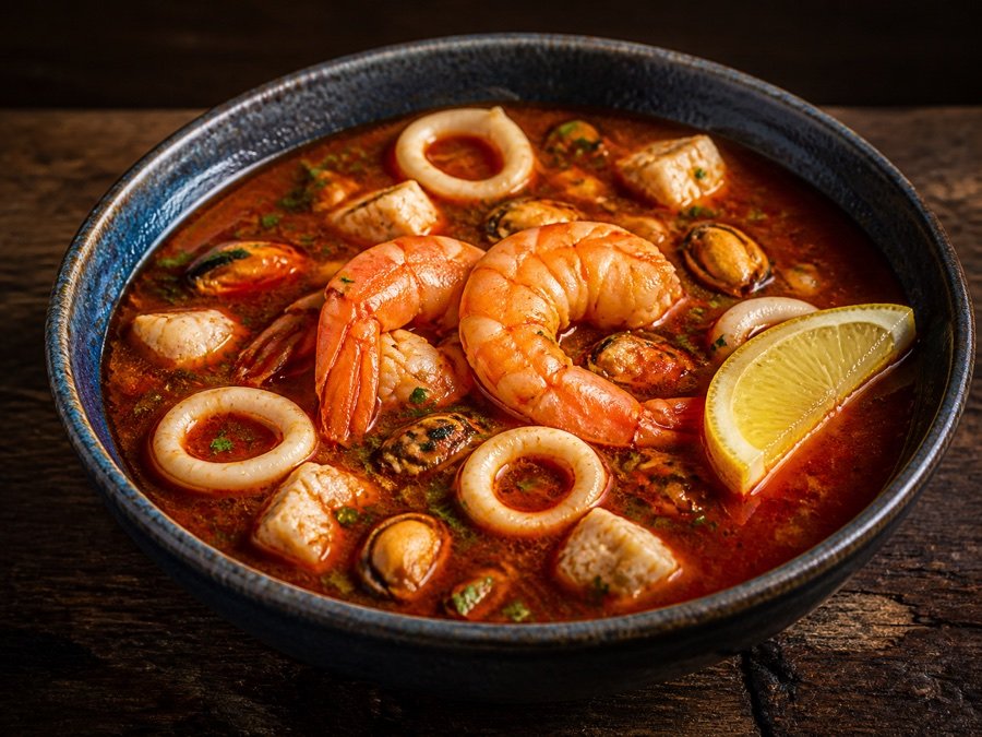 شوربة سي فود حمرا